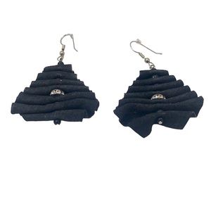 Black Felt w/ Crystal Earrings